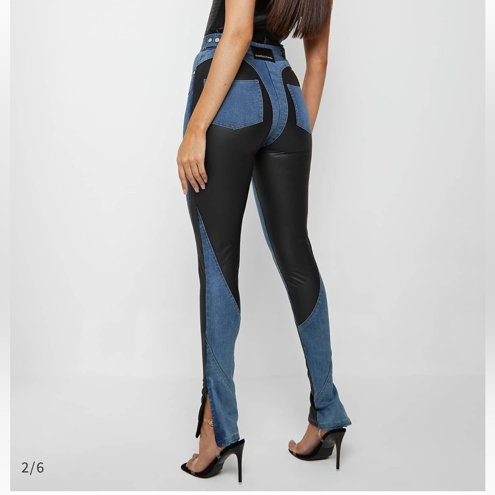 NWT VEGAN LEATHER CONTOUR JEANS, SIZE 8